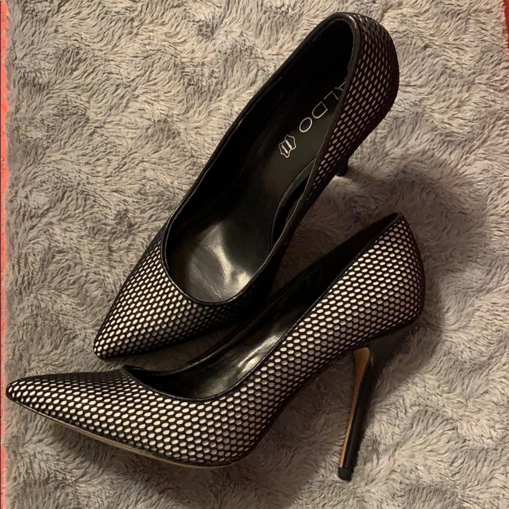 Aldo Black & White Mesh Pumps